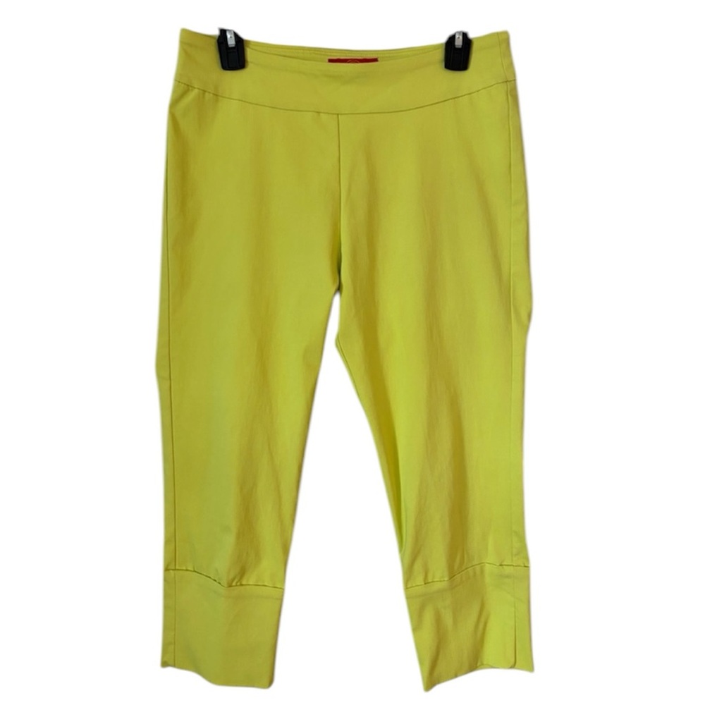 Krazy Larry 8 Neon Lime Green Pull On High Rise Capri Pants Stretch Slimming